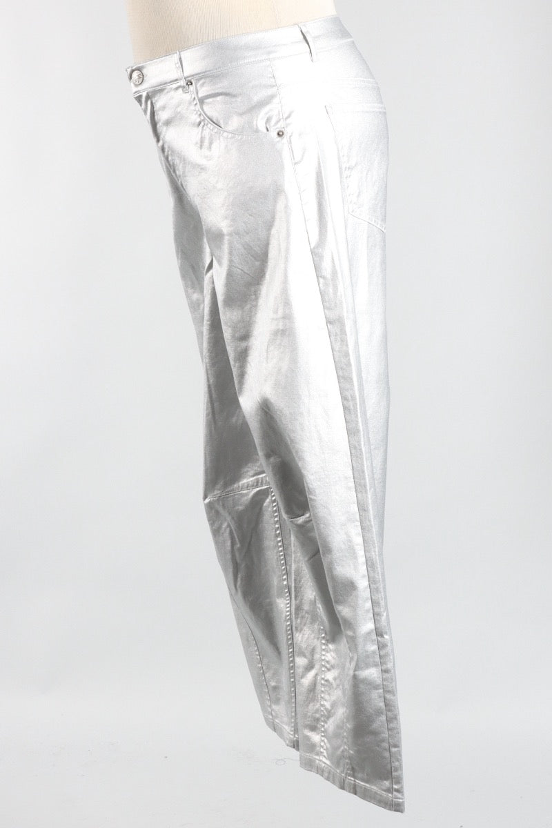 Metallic Barrel Jean - Silver