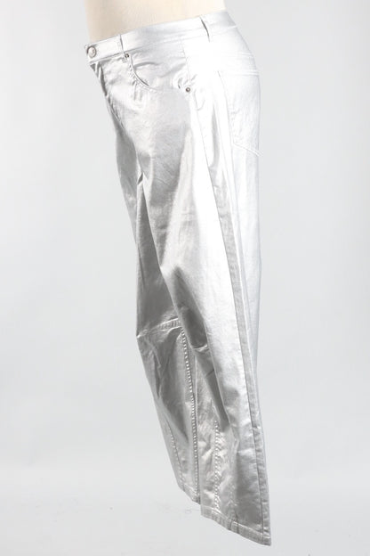 Metallic Barrel Jean - Silver