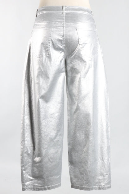 Metallic Barrel Jean - Silver