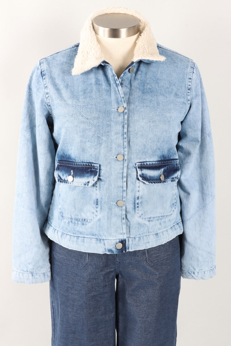 Sherpa Denim Jacket - Light Indigo