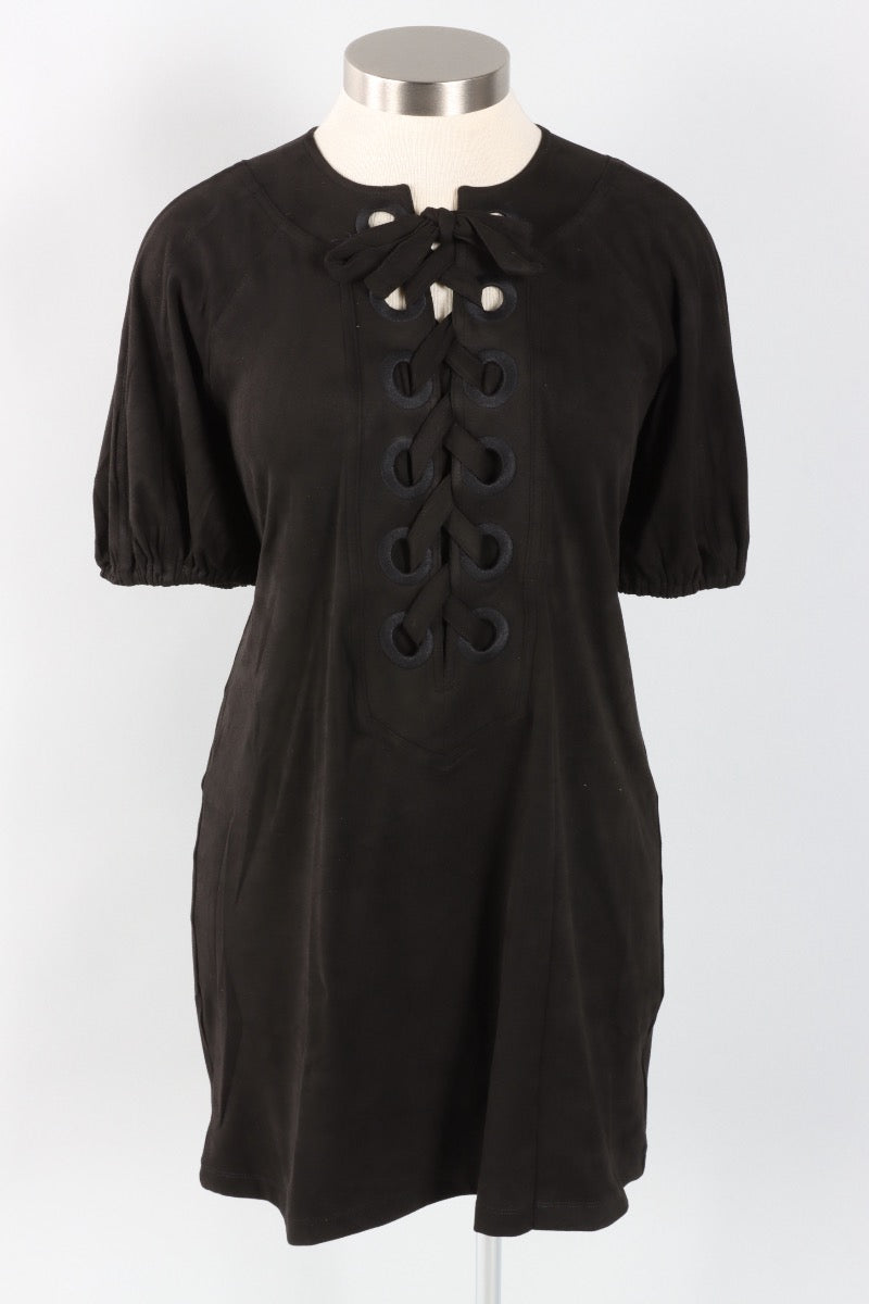 Vegan Suede Dress - Black
