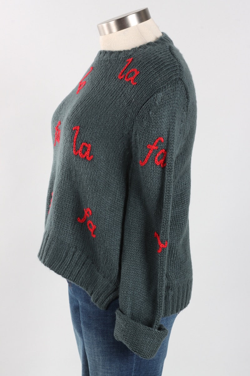 Fa La La Embroidered Crew - Glascow & Red Ginger