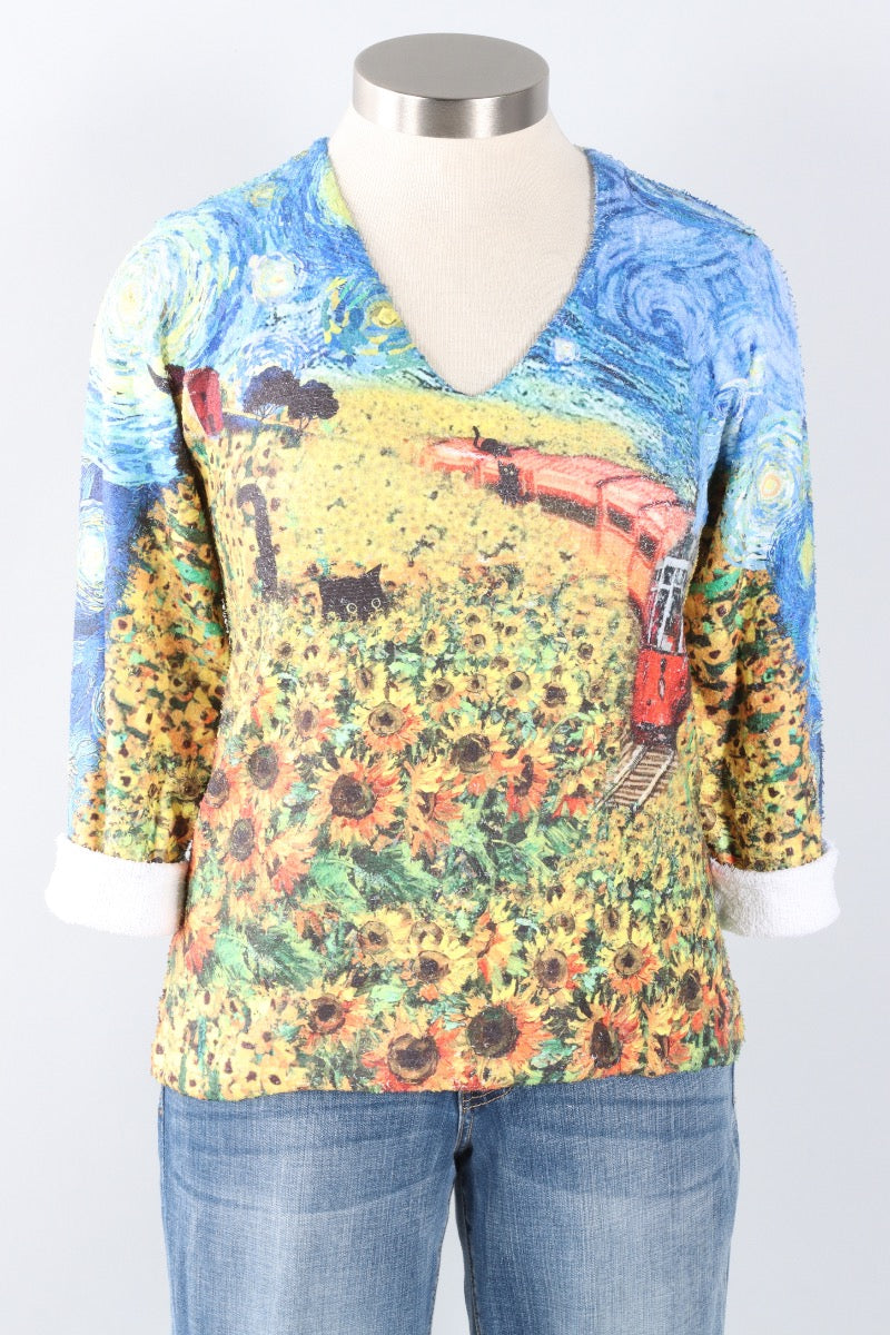 Terry Cloth V-Neck - Sun Field