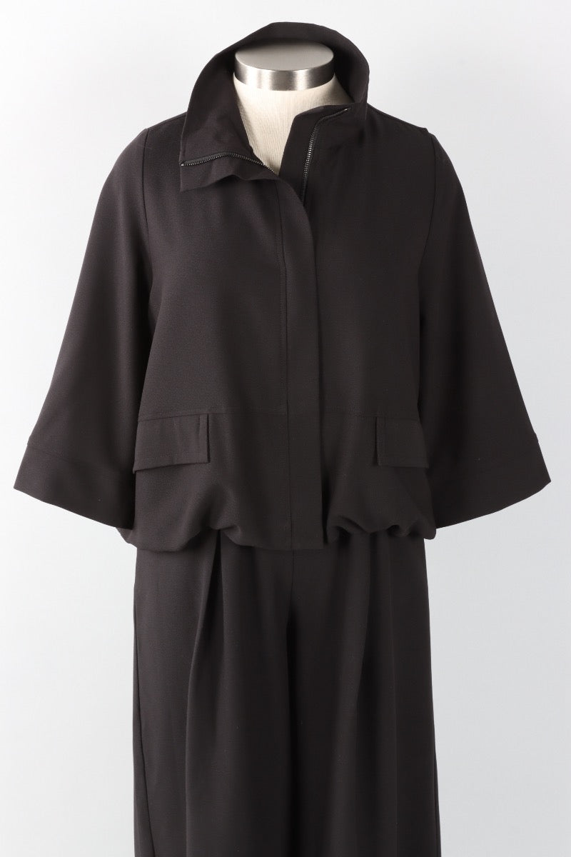 Hidden Placket Jacket - Black