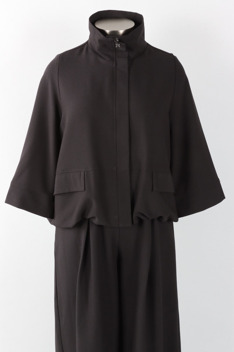 Hidden Placket Jacket - Black