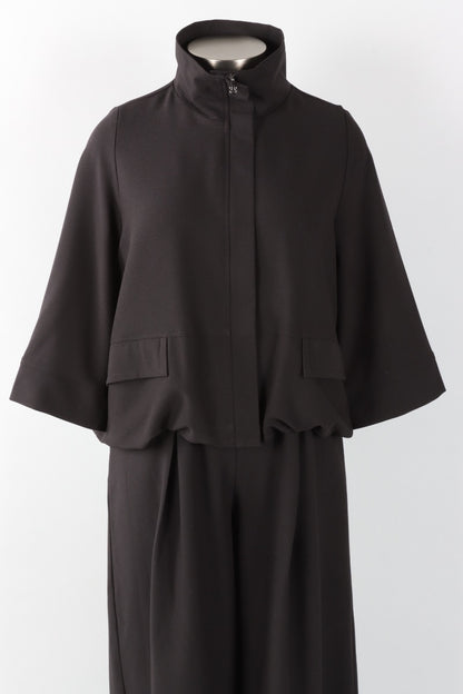 Hidden Placket Jacket - Black