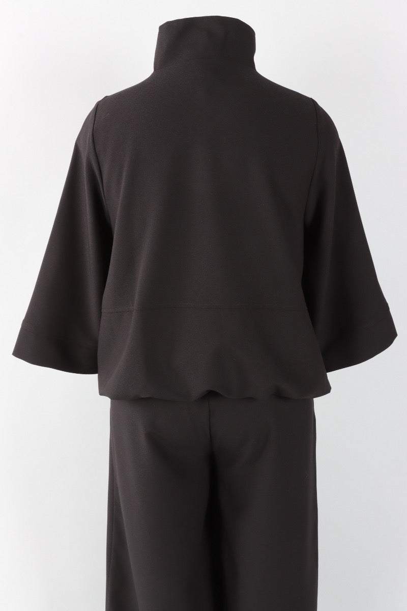 Hidden Placket Jacket - Black