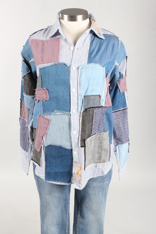 Patched in Dreams Top - Denim Multi