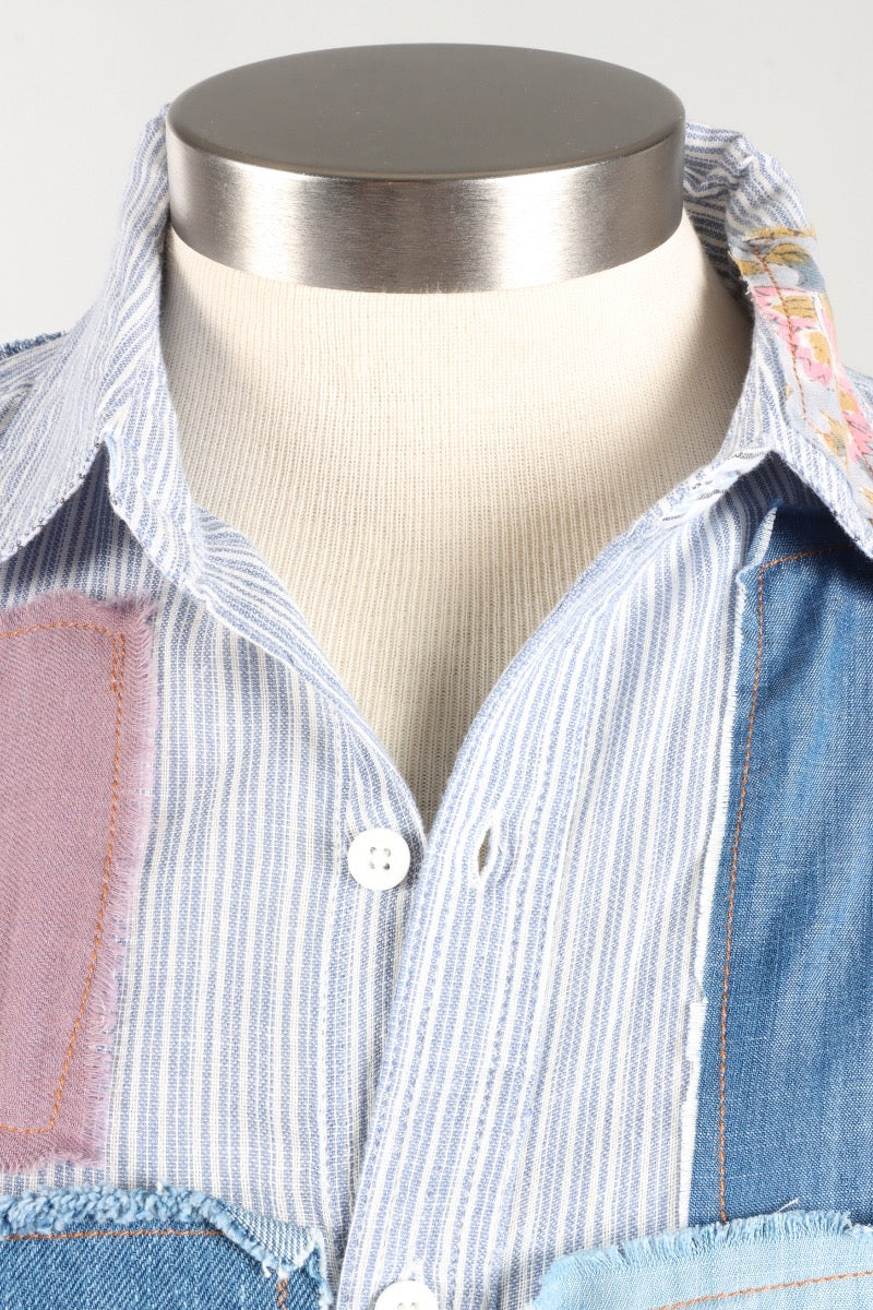 Patched in Dreams Top - Denim Multi