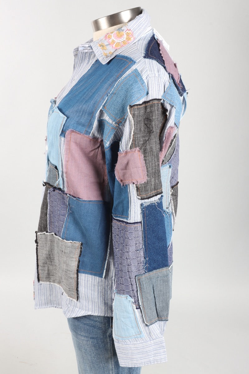 Patched in Dreams Top - Denim Multi