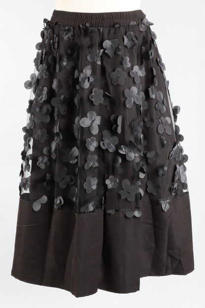 Tulle Flower Skirt - Black