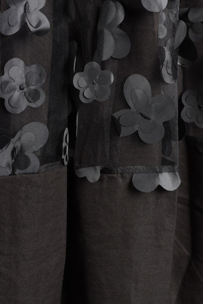 Tulle Flower Skirt - Black