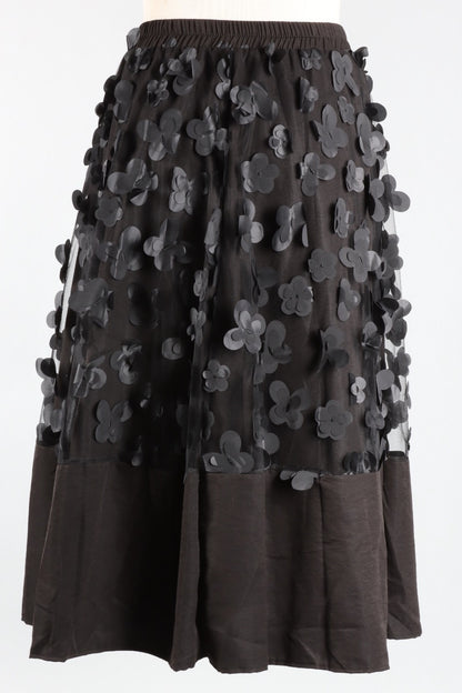 Tulle Flower Skirt - Black