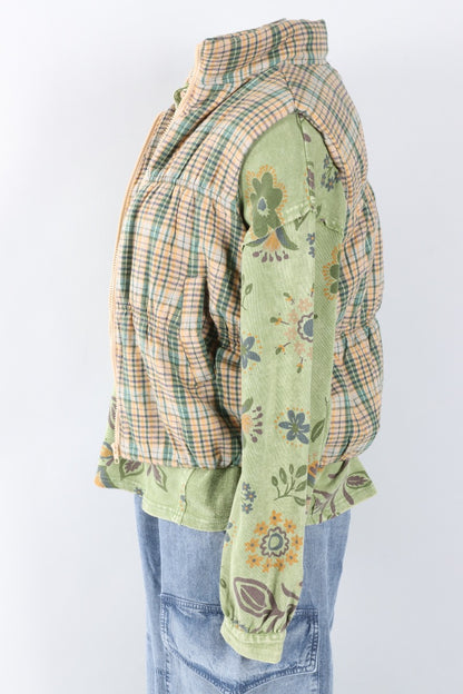 Plaid Puffer Vest - Green
