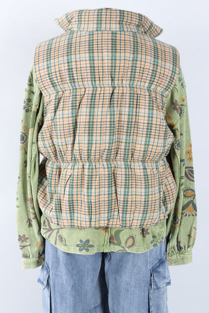Plaid Puffer Vest - Green
