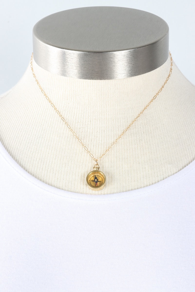 Tiny Compass Necklace - Gold