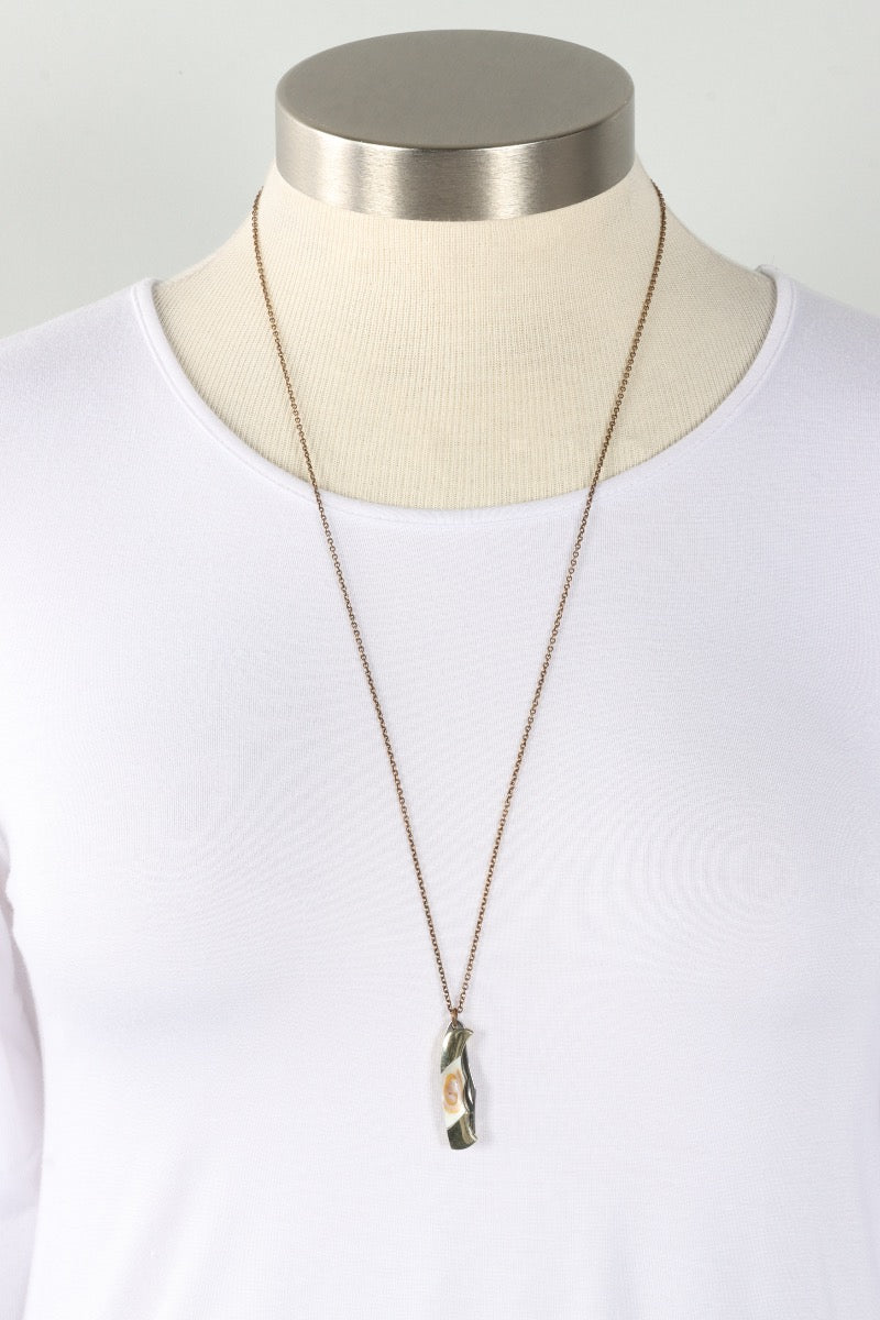 Abalone Knife Necklace - Brass