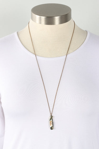 Abalone Knife Necklace - Brass