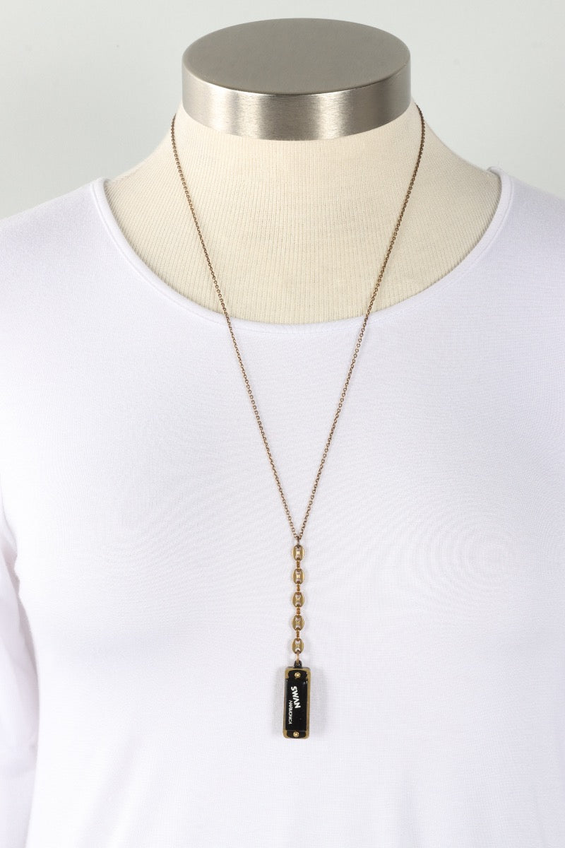 Anchor Drop Harmonica Necklace - Black