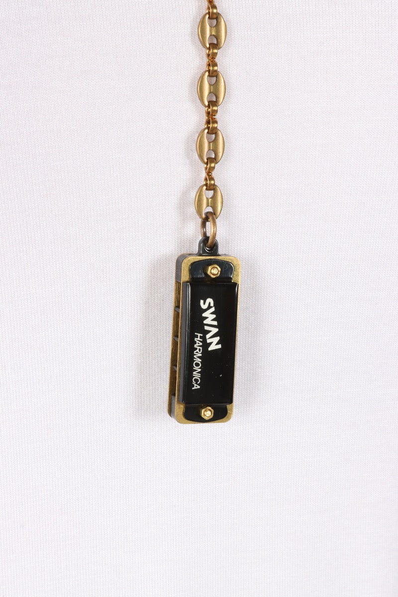 Anchor Drop Harmonica Necklace - Black