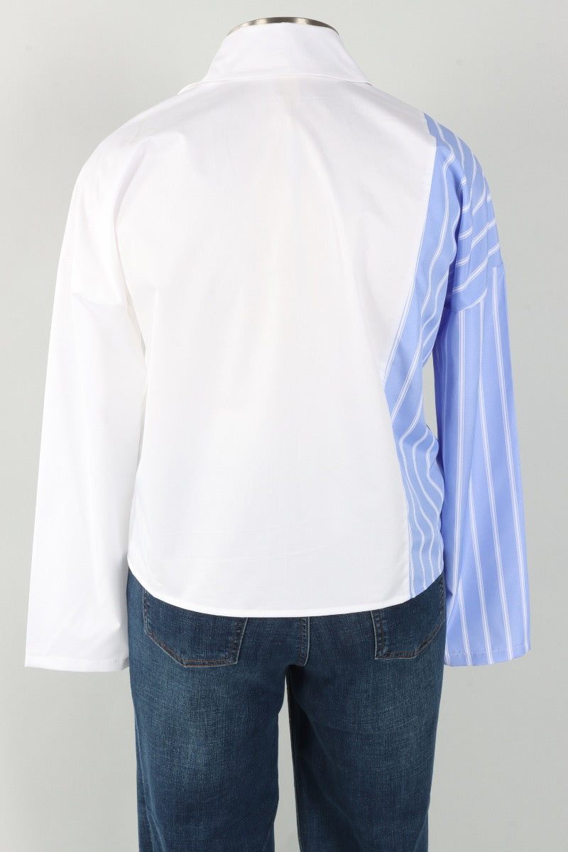 Cargo Pocket Shirt - Chambray Stripe & White