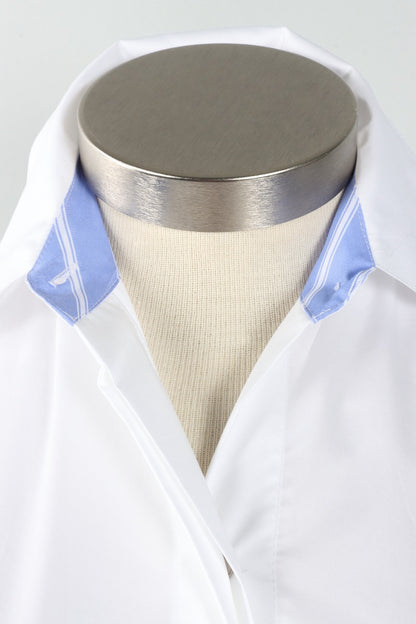 Swing Back Shirt - Chambray Stripe & White