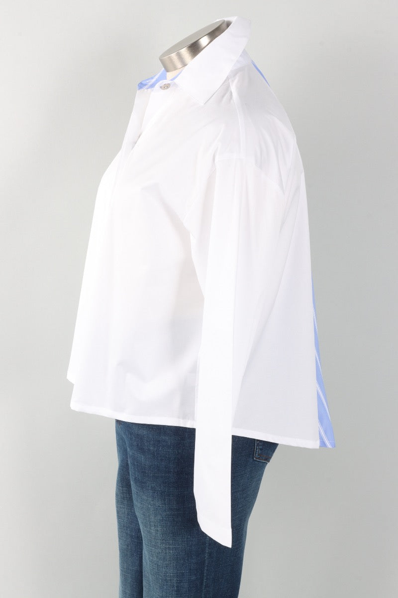 Swing Back Shirt - Chambray Stripe & White