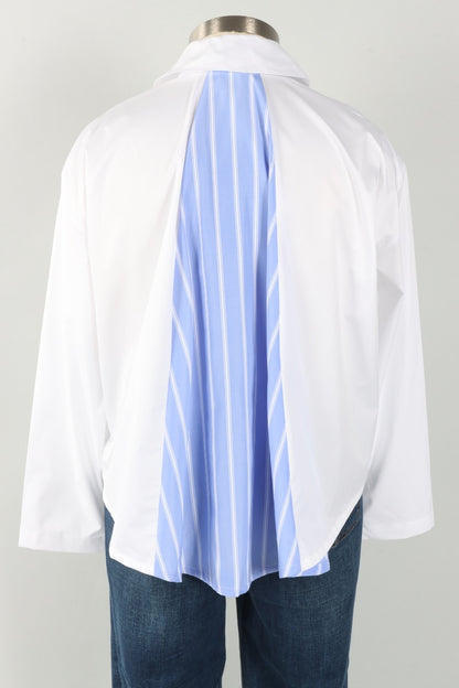 Swing Back Shirt - Chambray Stripe & White