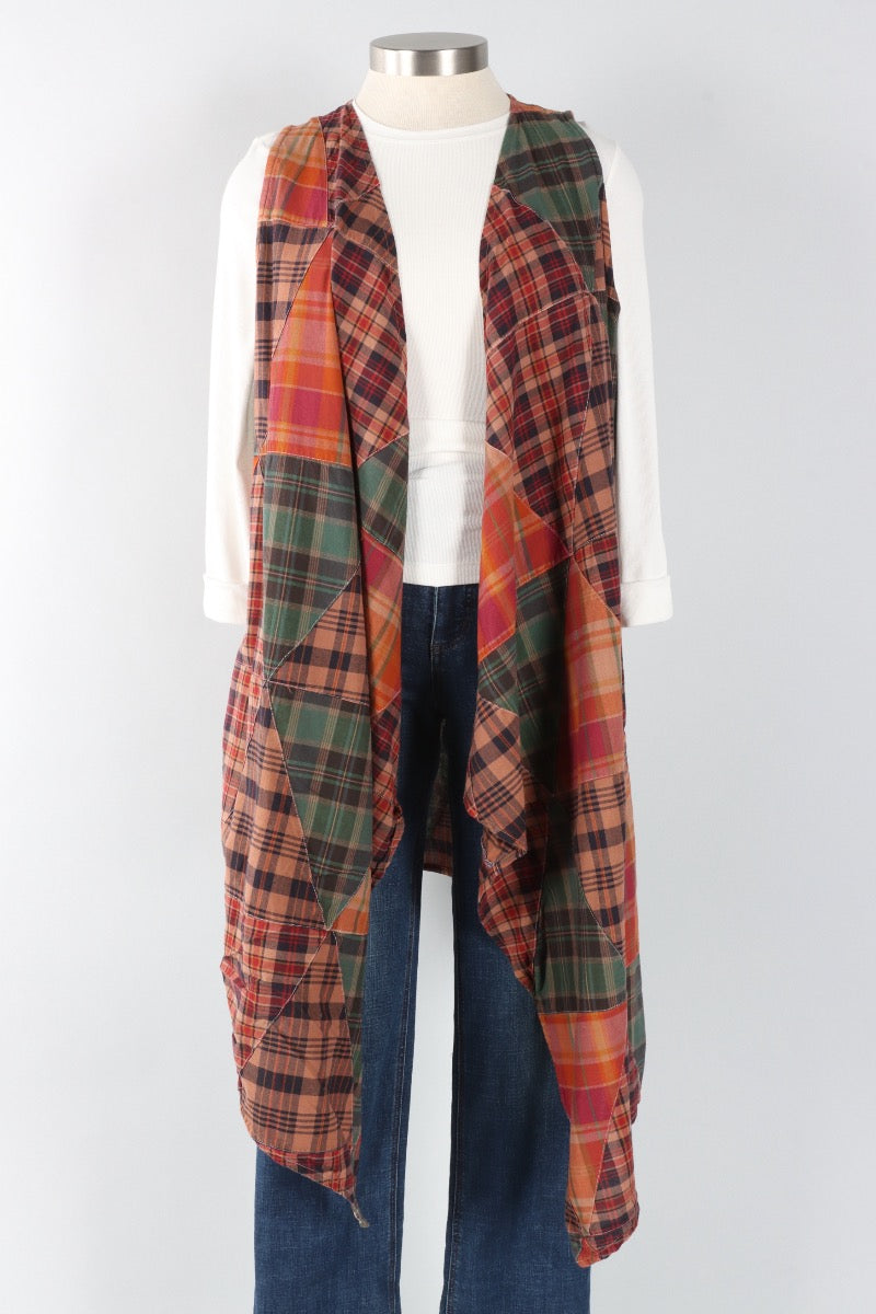Look of Love Vest - Multi Color Plaid