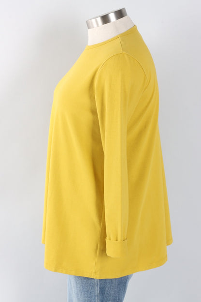 Stretch Knit A-Line Tunic - Mustard Green