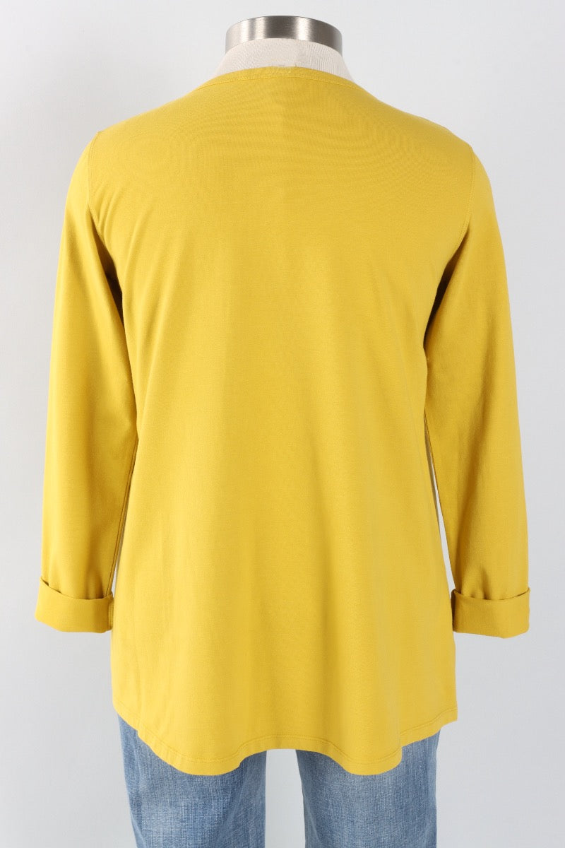Stretch Knit A-Line Tunic - Mustard Green