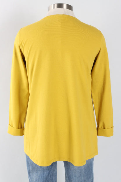 Stretch Knit A-Line Tunic - Mustard Green
