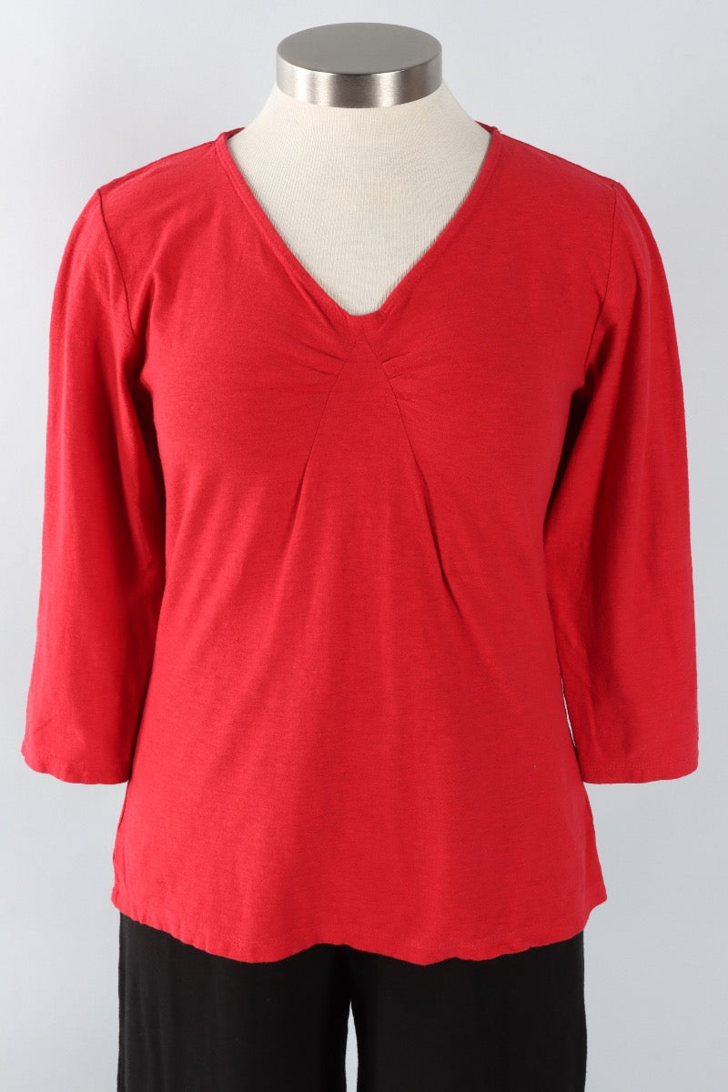 Tuck Front Tee - Cherry