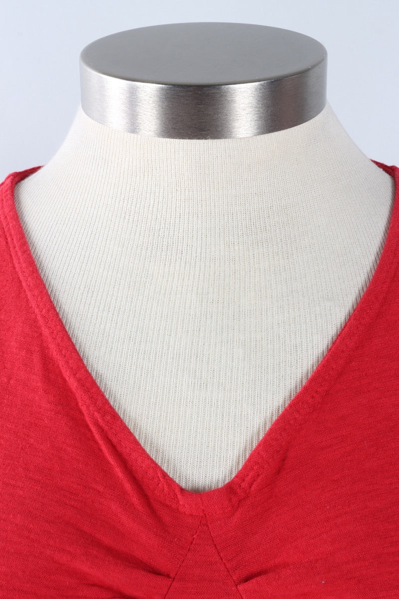 Tuck Front Tee - Cherry