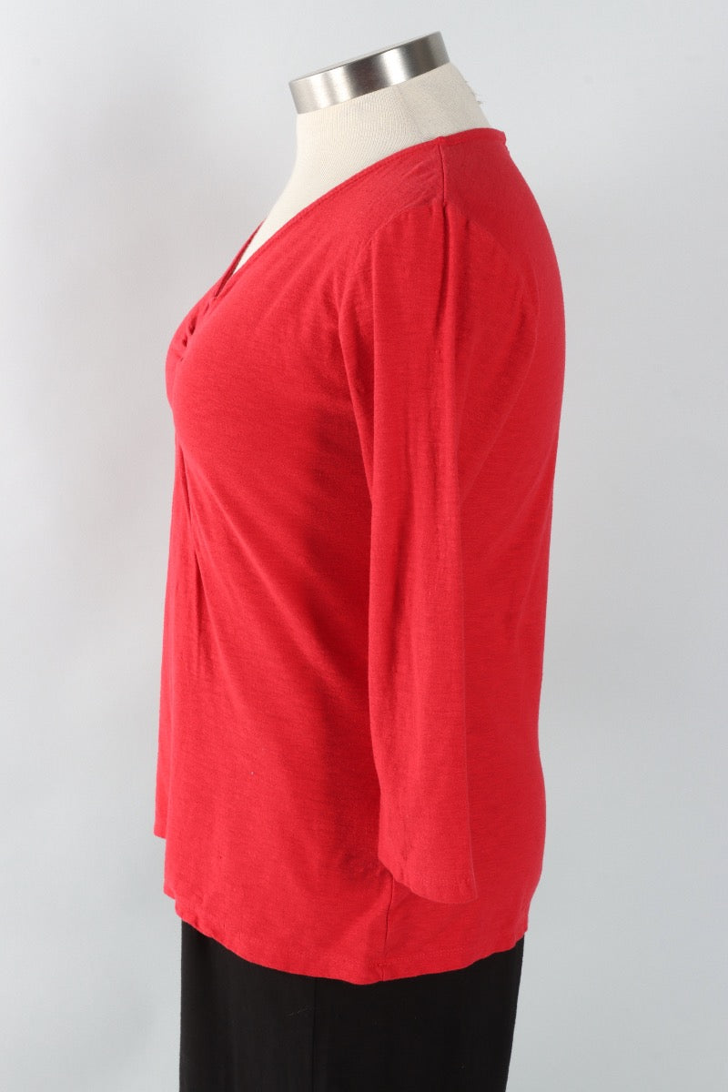 Tuck Front Tee - Cherry
