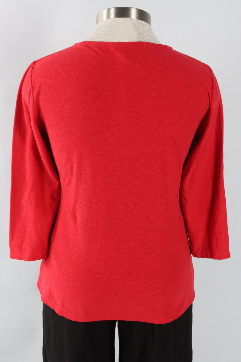 Tuck Front Tee - Cherry