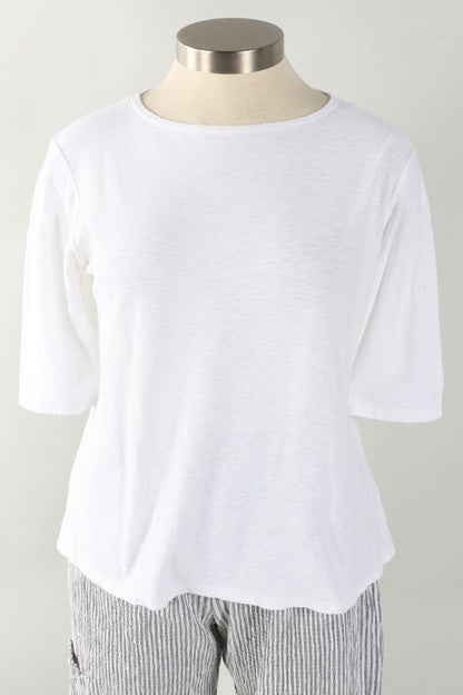 Elbow Sleeve Top - White