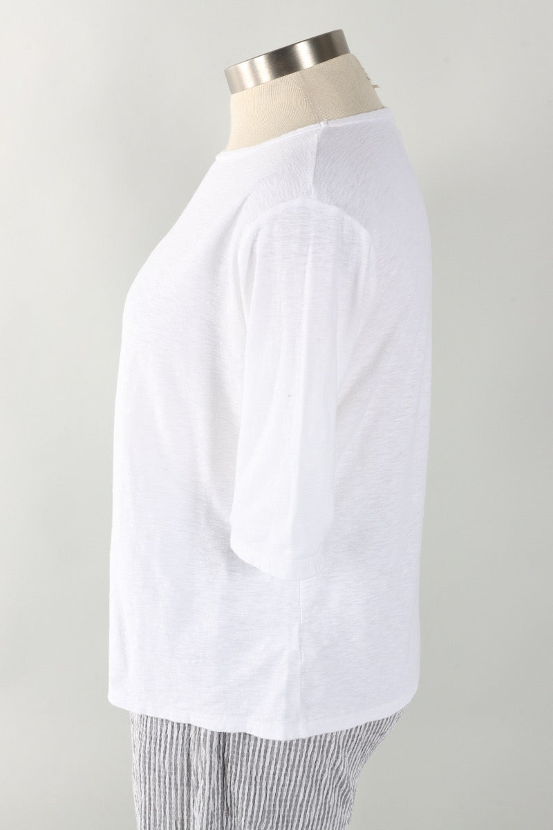 Elbow Sleeve Top - White