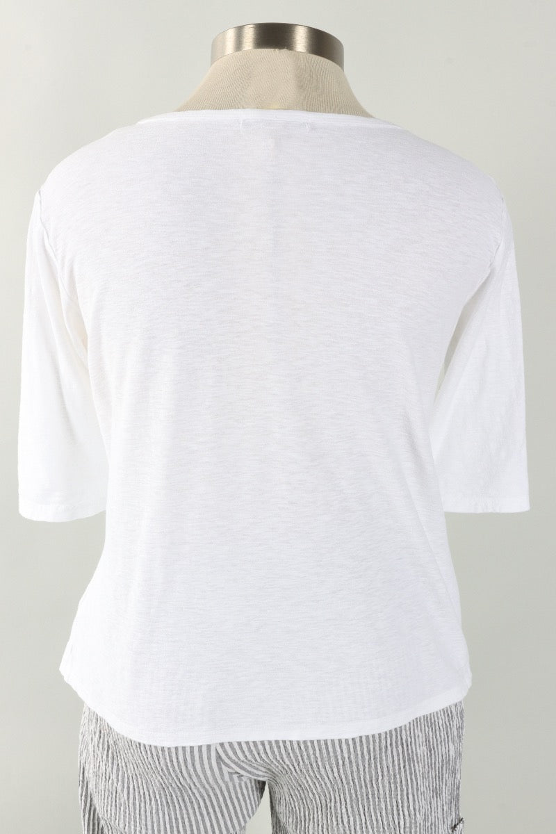 Elbow Sleeve Top - White