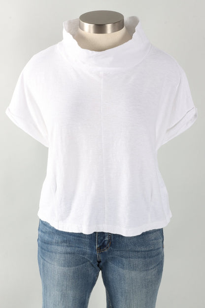 Fawbush's Only! Roll Sleeve Cowl Top - White
