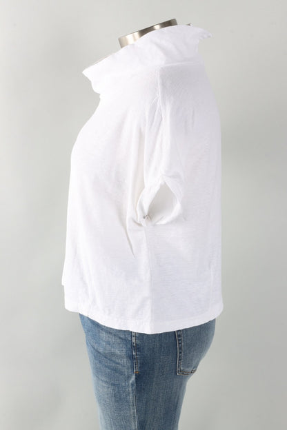 Fawbush's Only! Roll Sleeve Cowl Top - White