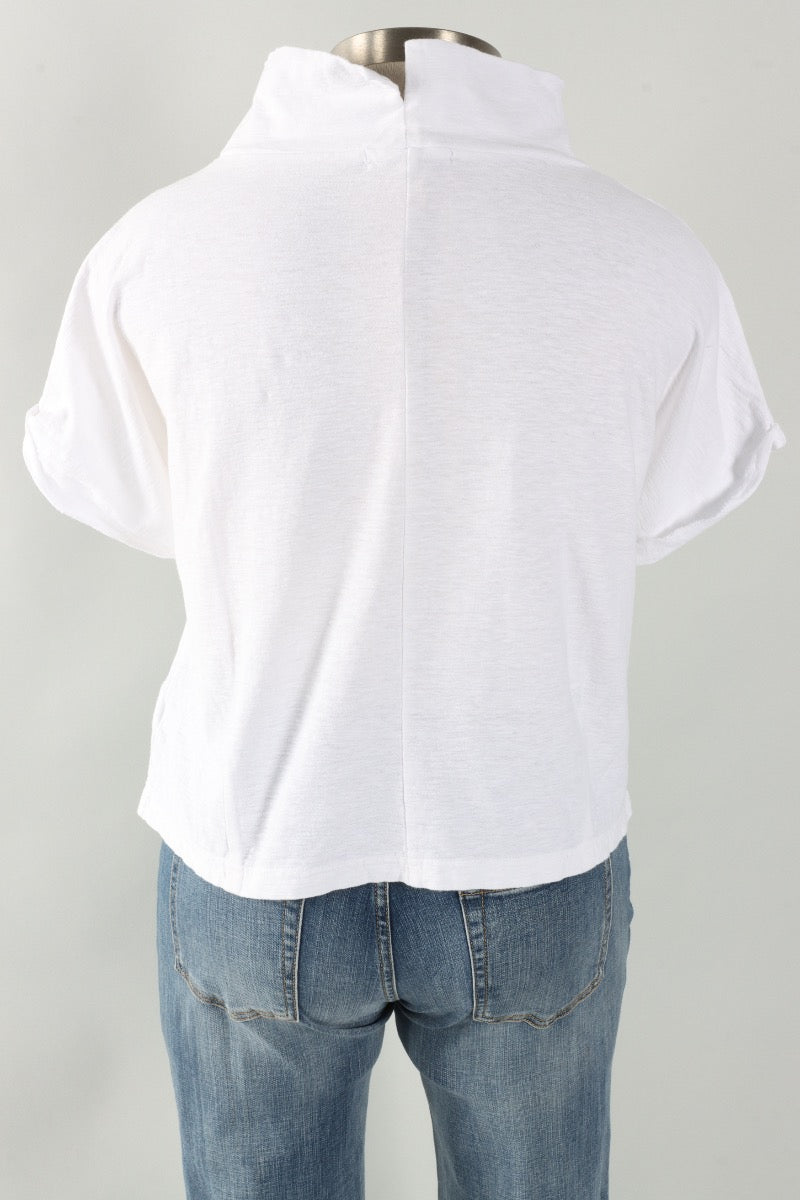 Fawbush's Only! Roll Sleeve Cowl Top - White