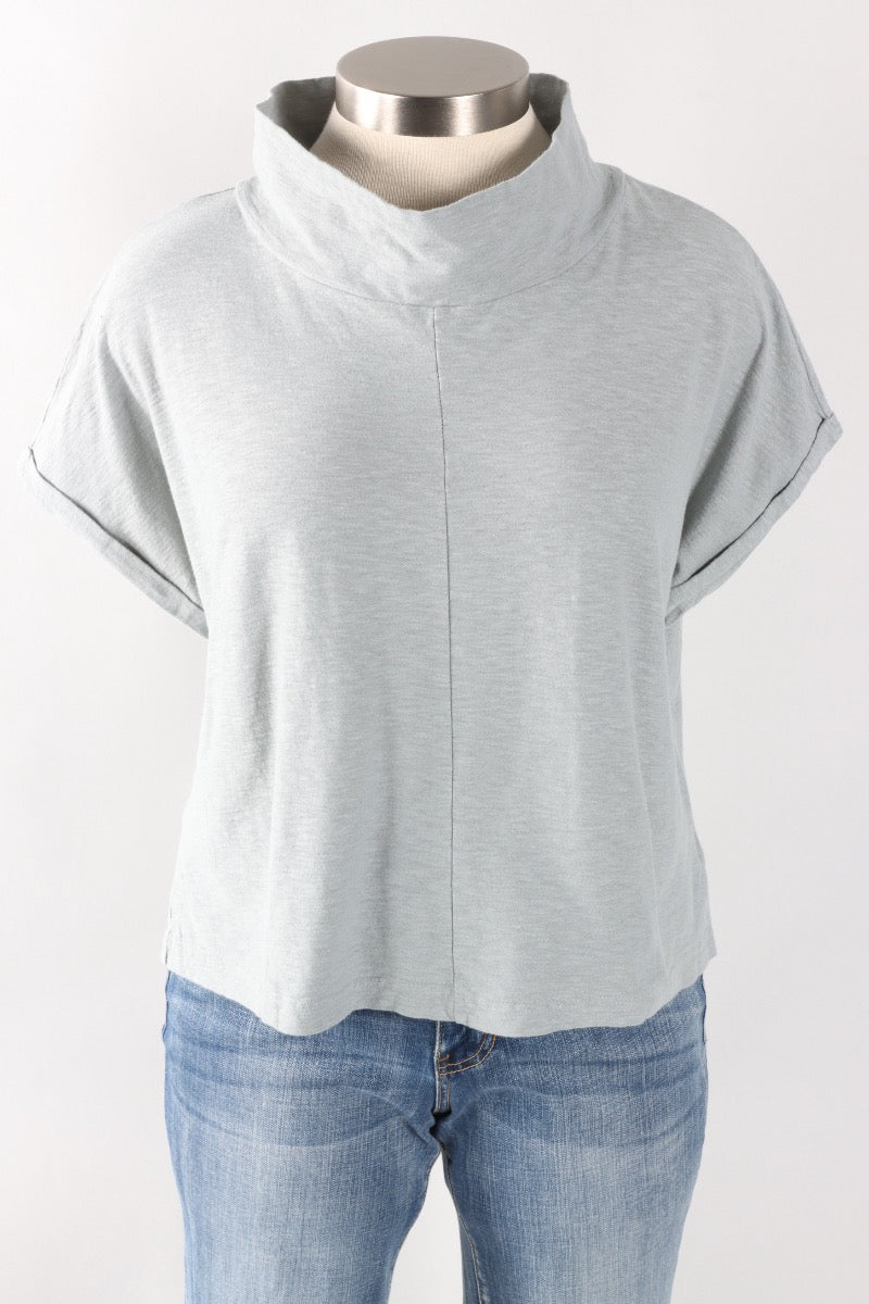 Fawbush's Only! Roll Sleeve Cowl Top - Overcast