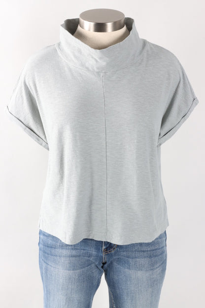 Fawbush's Only! Roll Sleeve Cowl Top - Overcast