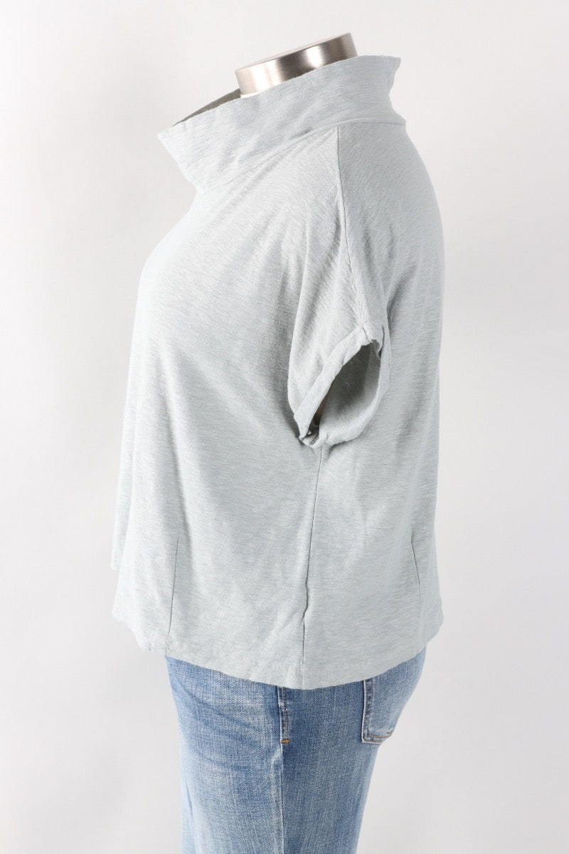 Fawbush's Only! Roll Sleeve Cowl Top - Overcast