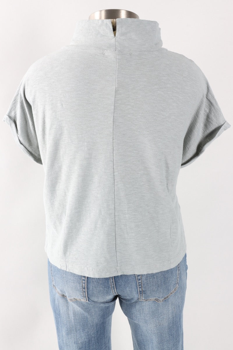 Fawbush's Only! Roll Sleeve Cowl Top - Overcast