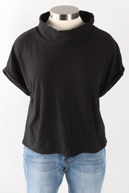 Fawbush's Only! Roll Sleeve Cowl Top - Black
