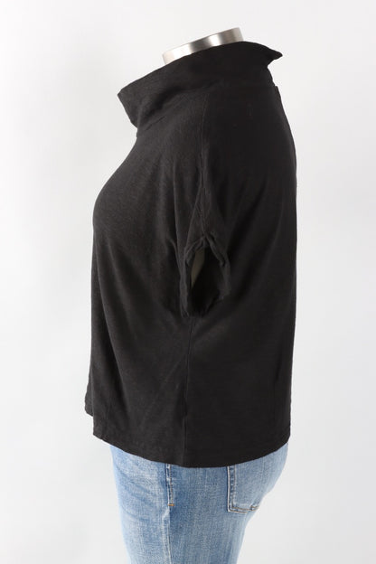 Fawbush's Only! Roll Sleeve Cowl Top - Black