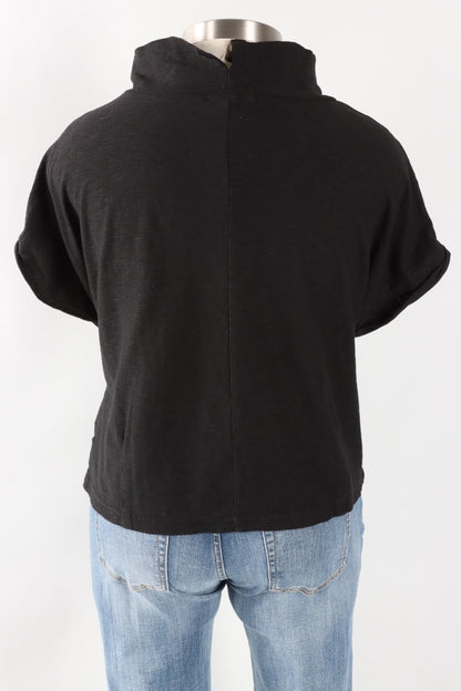 Fawbush's Only! Roll Sleeve Cowl Top - Black