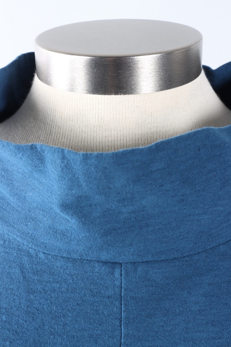 Fawbush's Only! Roll Sleeve Cowl Top - Naval